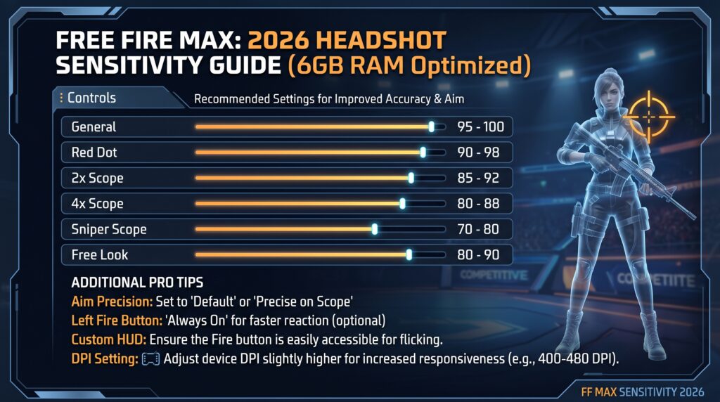 Free Fire MAX Sensitivity 6GB RAM Headshot Settings 2026